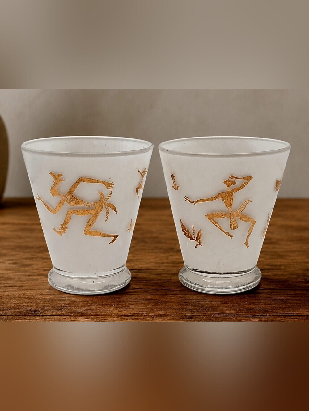 Josephine Baker Art Decor Set of Two Shot White Frosted Glasses